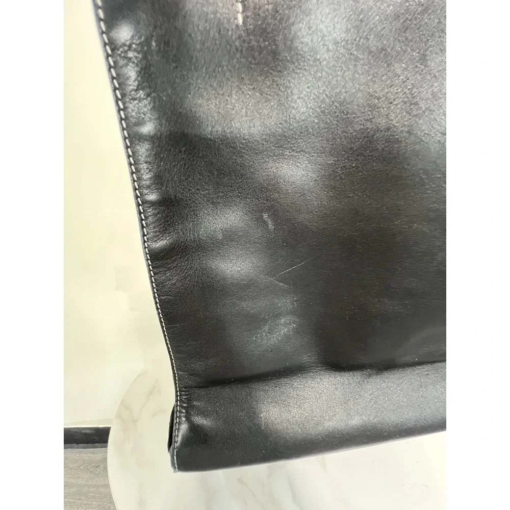 Vince Made in Italy Black Leather & Suede Structured Tote Shoulder Bag